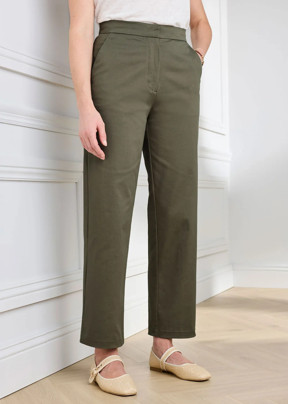 Cotton Traders Dark Forest Ankle Grazer Chino Trouser - 10/L27 Image 1