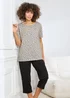 Cotton Traders Grey Marl Short Sleeve Cotton Cropped PJ Set - 22 Image 1