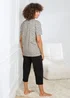 Cotton Traders Grey Marl Short Sleeve Cotton Cropped PJ Set - 22 Image 2