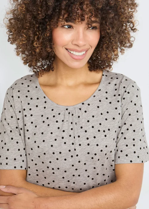 Cotton Traders Grey Marl Short Sleeve Cotton Nightdress - 22-24 Image 3
