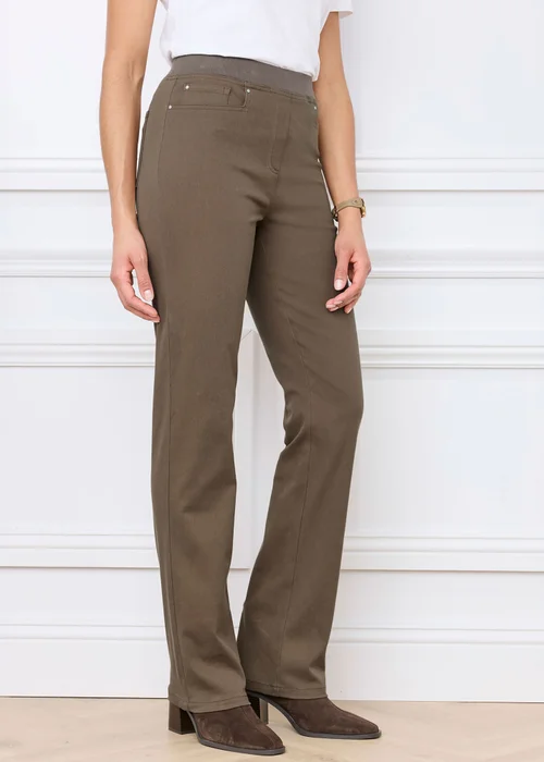 Cotton Traders Dark Brown Premium Pull-On Twill Straight Leg Jeans - 10/L29 Image 2