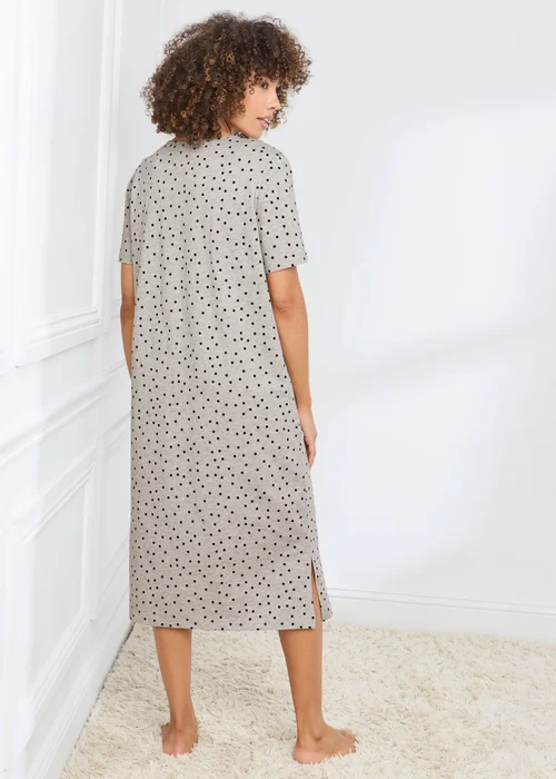 Cotton Traders Grey Marl Short Sleeve Cotton Nightdress - 22-24 Image 2