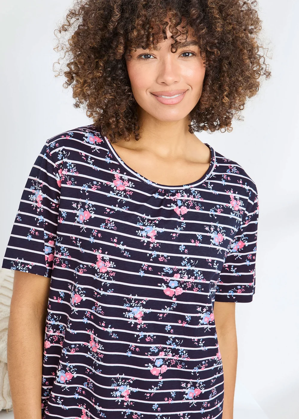 Cotton Traders Navy Short Sleeve Cotton Nightdress - 18-20 Image 3