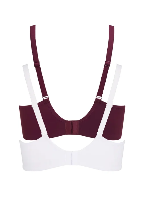 Cotton Traders Burgundy 2 Pack Abby Underwired Easy Fit Bras - 34C Image 1