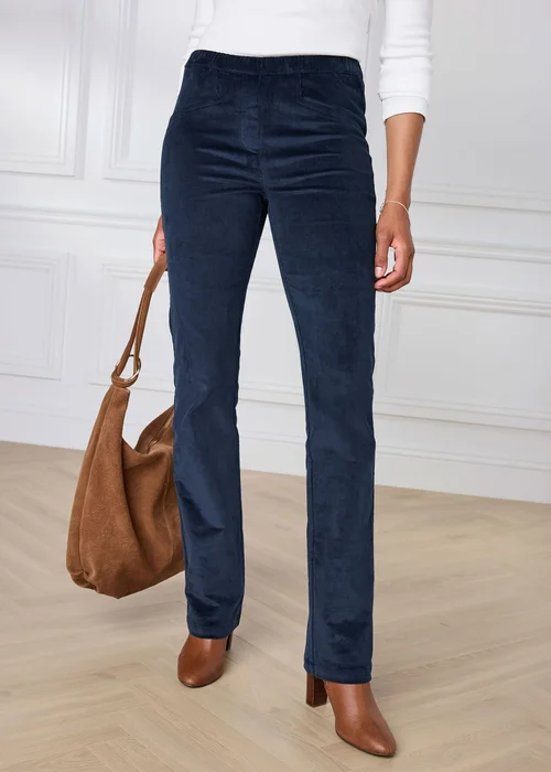 Cotton Traders Midnight Straight Leg Pull On Cord Trousers - 12/L27 Image 1