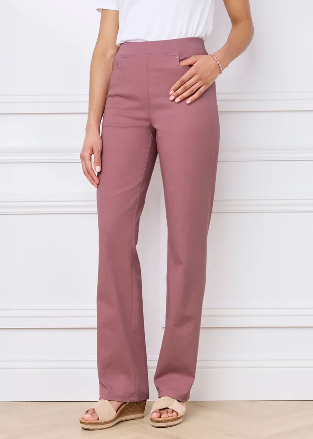 Cotton Traders Vintage Rose Premium Pull-On Twill Straight Leg Jeans