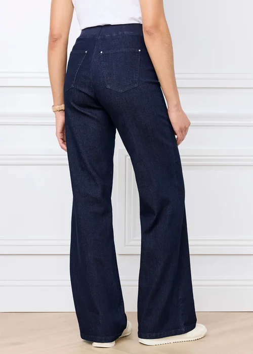 Cotton Traders Dark Denim Premium Pull On Wide Leg Jeans - 16/L27 Image 3