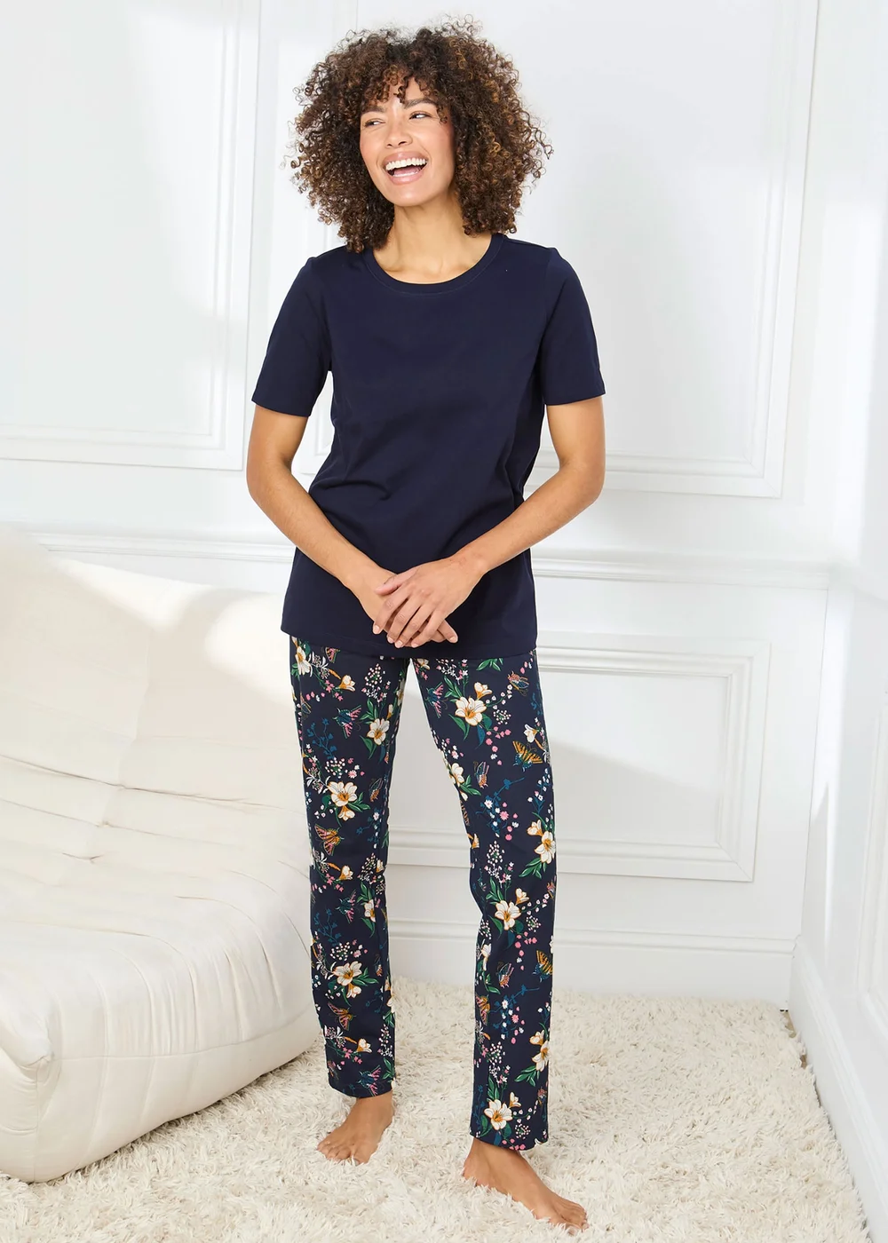 Cotton Traders Navy 4 Piece Cotton Rich Short Sleeve PJ Set - 18 Image 3