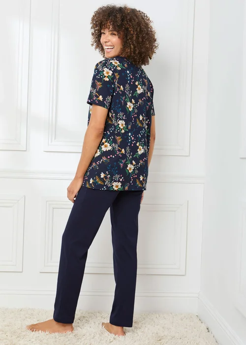 Cotton Traders Navy 4 Piece Cotton Rich Short Sleeve PJ Set - 18 Image 4
