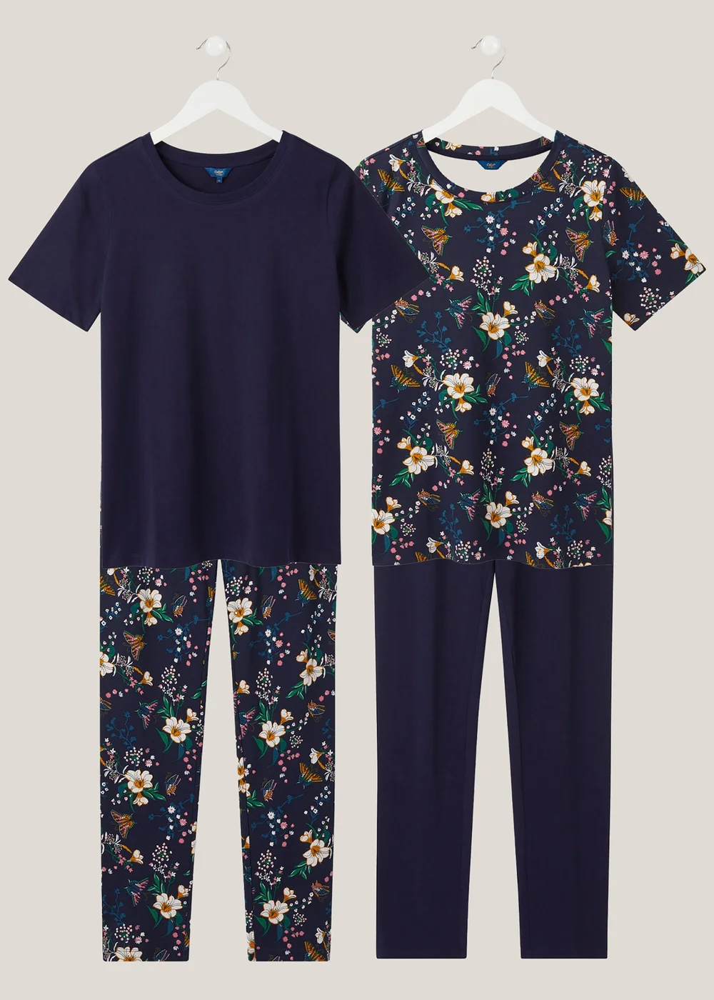 Cotton Traders Navy 4 Piece Cotton Rich Short Sleeve PJ Set - 18 Image 1