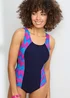 Cotton Traders Navy Tummy Control Illusion Panelled Swimsuit - 14 Image 1