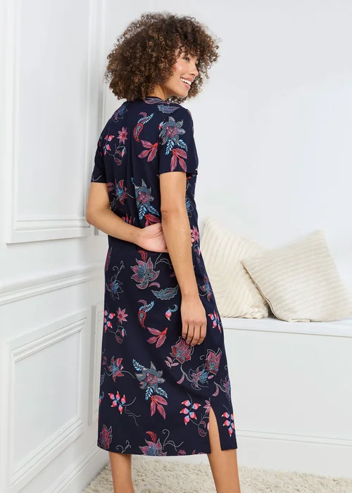 Cotton Traders Navy Lace Trim Nightdress - 18-20 Image 2