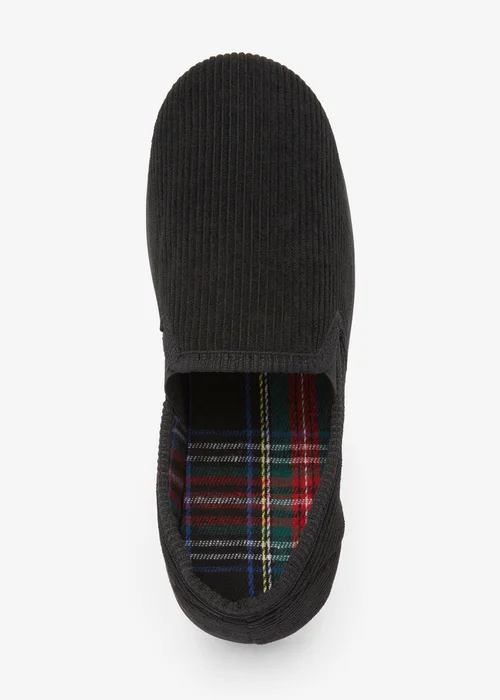 Cotton Traders Black Cord Check Slippers - 5 Image 2