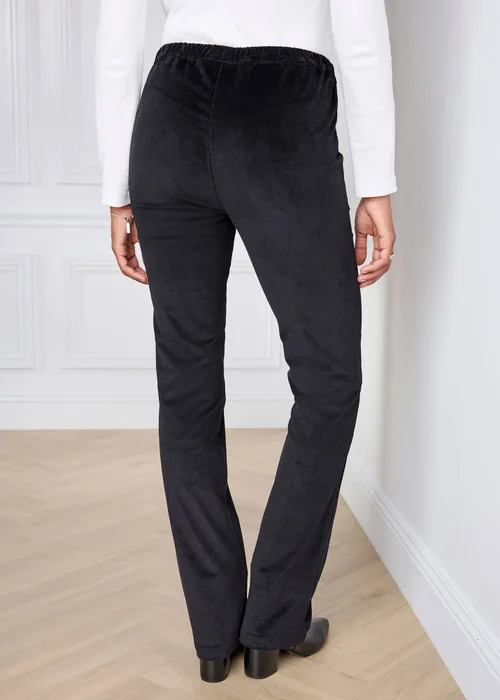 Cotton Traders Black Straight Leg Pull On Cord Trousers - M Image 3