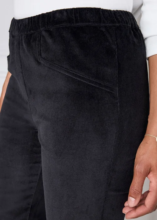 Cotton Traders Black Straight Leg Pull On Cord Trousers - M Image 4