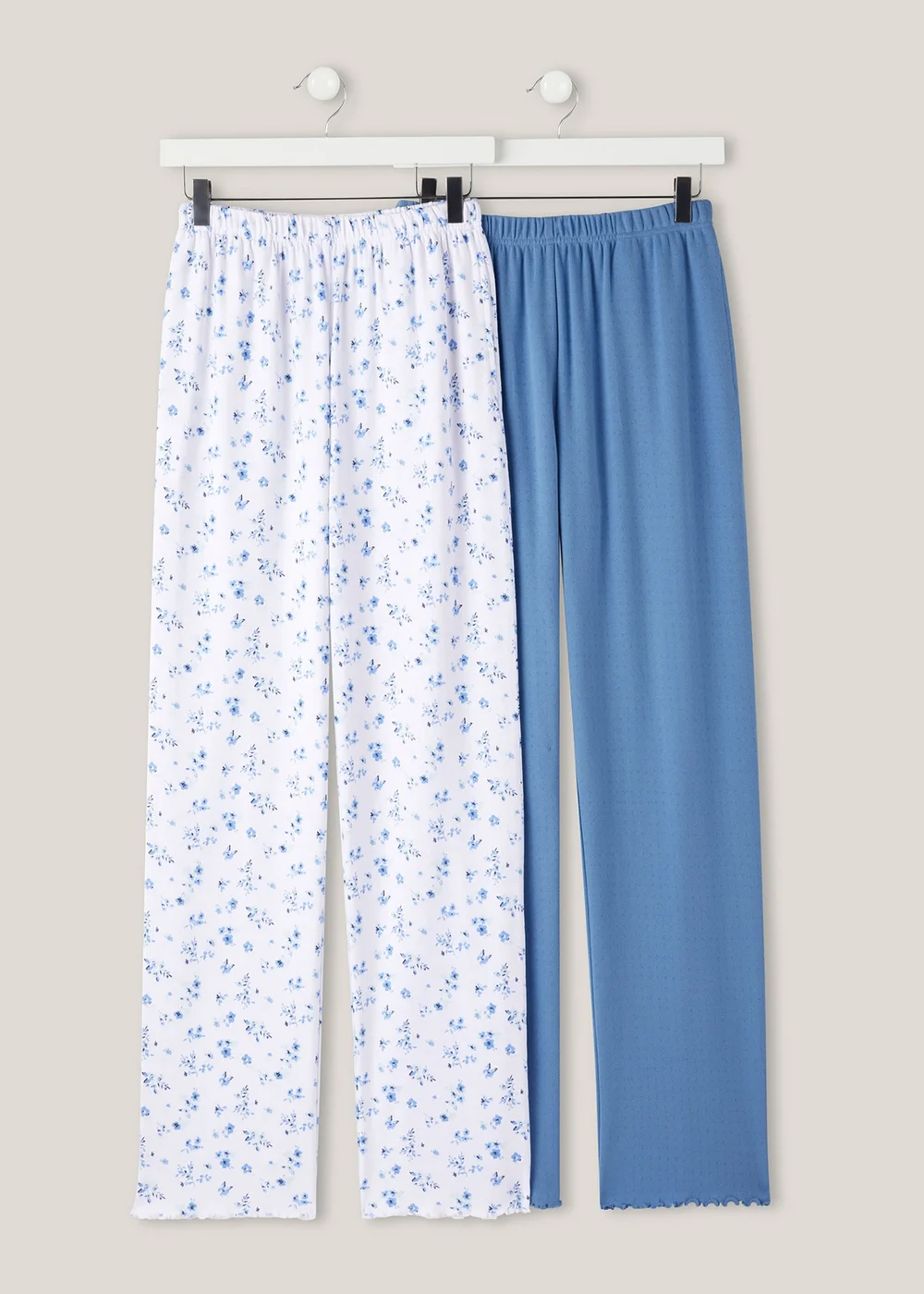Cotton Traders Cornflower Blue 2 Pack Cotton Pointelle PJ Bottoms - 14 Image 1