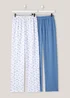 Cotton Traders Cornflower Blue 2 Pack Cotton Pointelle PJ Bottoms - 14 Image 1