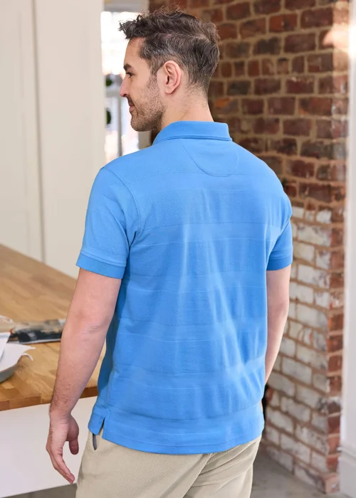 Cotton Traders Cool Blue Textured Luxury Polo Shirt - M Image 3