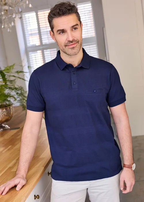 Cotton Traders Marine Textured Luxury Polo Shirt - L Image 2