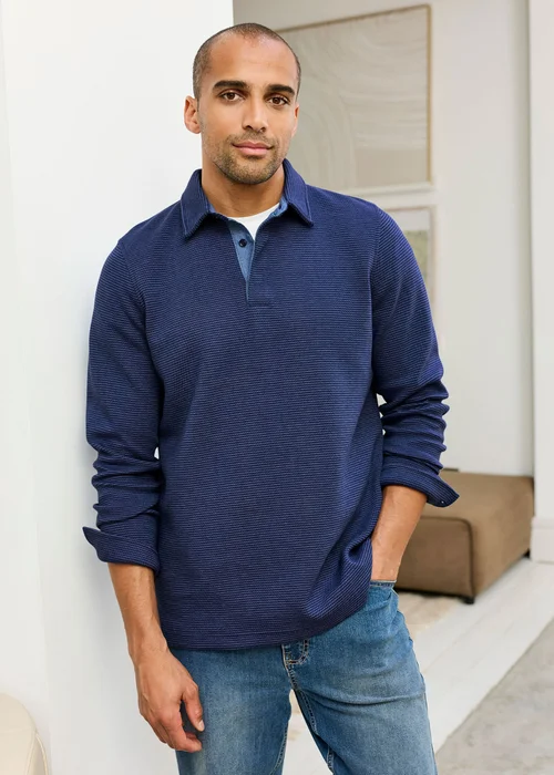 Cotton Traders Marine Brushed Textured Top - 2XL Image 2