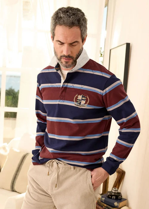 Cotton Traders Mahogany Heritage Long Sleeve Rugby Shirt - 32/L27 Image 1