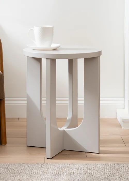 Scottish Everlastings Greige Round Side Table - One Size Image 1