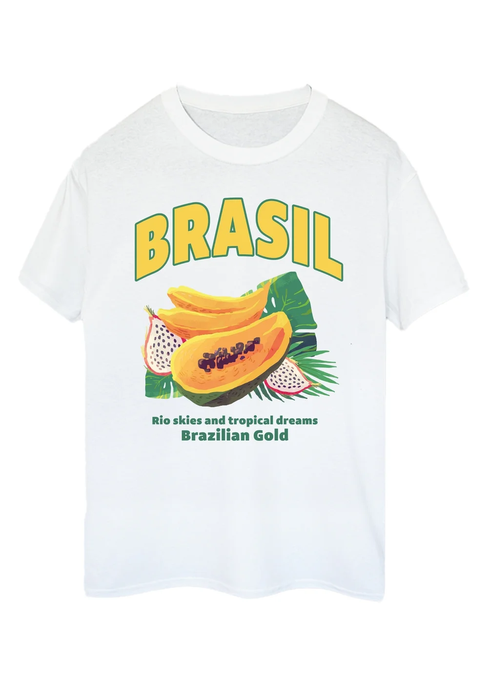 Spiral Galaxy Brasil Fruits White Graphic Boyfriend Fit T-Shirt - 5XL Image 1