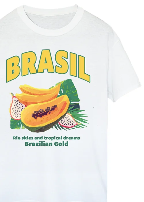 Spiral Galaxy Brasil Fruits White Graphic Boyfriend Fit T-Shirt - 5XL Image 2