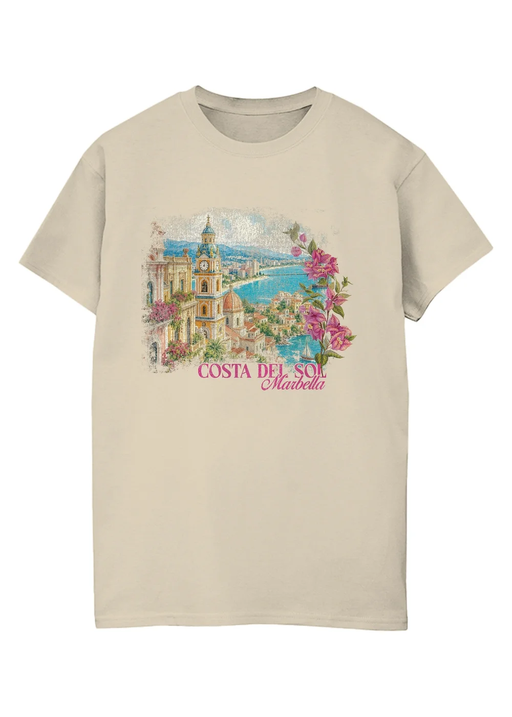 Spiral Galaxy Costa Del Sol Sand Graphic Boyfriend Fit T-Shirt - 2XL Image 1