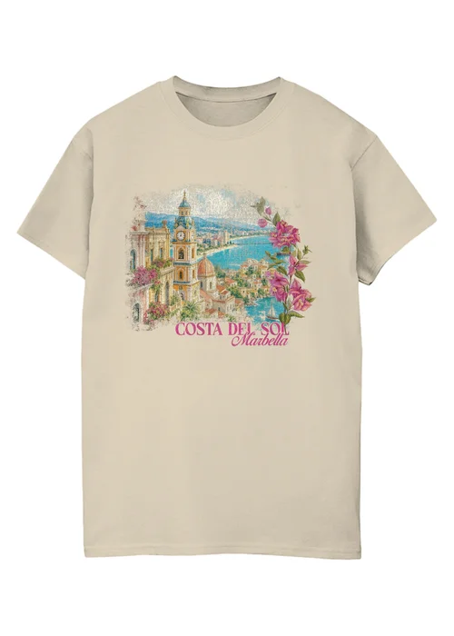 Spiral Galaxy Costa Del Sol Sand Graphic Boyfriend Fit T-Shirt - 2XL Image 1