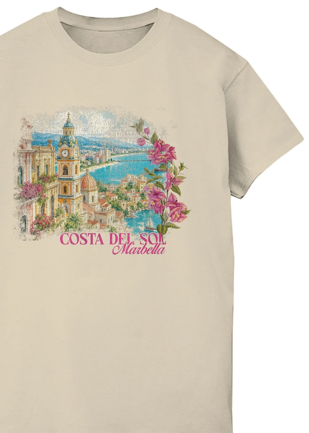 Spiral Galaxy Costa Del Sol Sand Graphic Boyfriend Fit T-Shirt - 2XL Image 2
