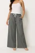 PixieGirl Petite Grey Contrast Waist Wide Leg Trousers - 12/L27 Image 2