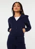 Pink Vanilla Navy Zip Up Cropped Hoodie - L Image 3