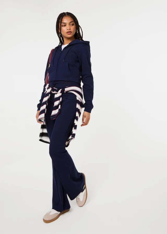 Pink Vanilla Navy Zip Up Cropped Hoodie