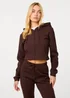 Pink Vanilla Brown Zip Up Cropped Hoodie - S Image 1
