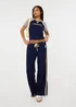 Pink Vanilla Navy Lisbon Wide Leg Trousers - L Image 1