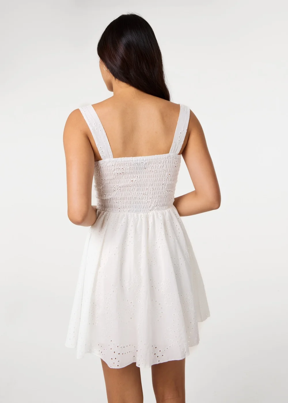 Pink Vanilla White Broderie Milkmaid Skater Dress - L Image 5