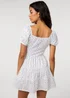 Pink Vanilla Ivory Jersey Cap Sleeve Ditsy Smock Dress - M Image 4