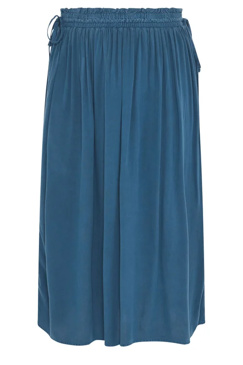Yours Curve Blue Chambray Midi Skirt - 14 Image 5