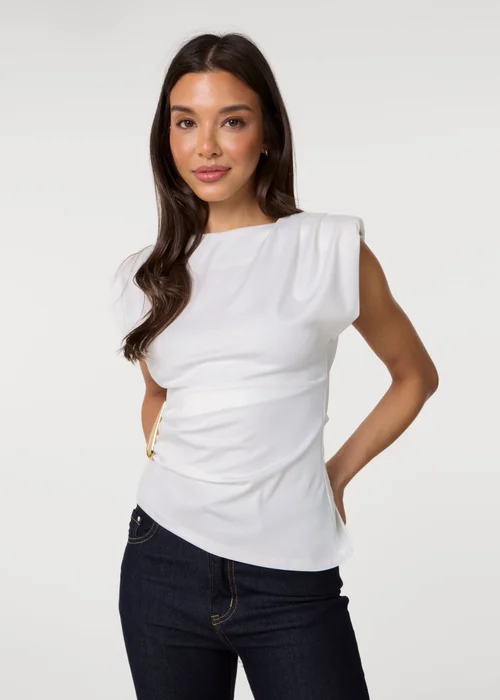 Pink Vanilla Ivory Shoulder Pad With Buckle Jersey Top - M/L Image 1