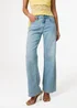 Pink Vanilla Blue Allover Embroidered Flower Wide Leg Jeans - L Image 2
