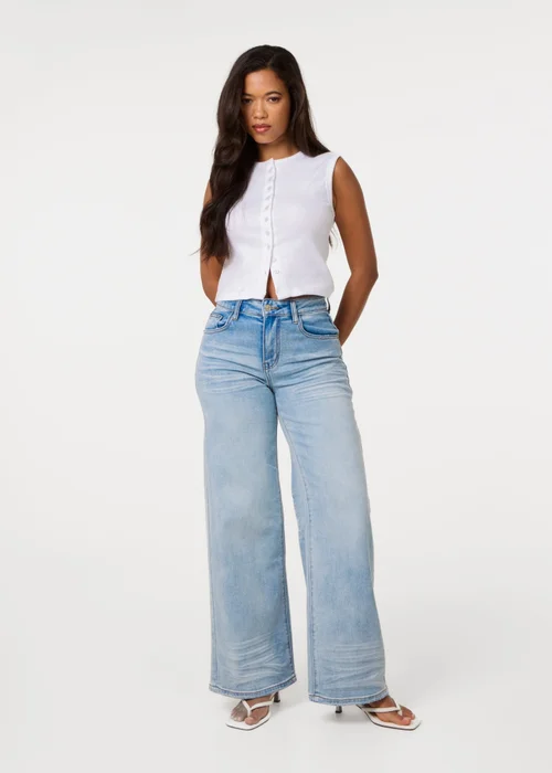 Pink Vanilla Blue Whisker Wide Leg Jeans - XL Image 1