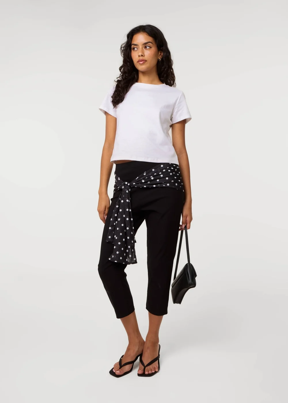 Pink Vanilla Black Mesh Polka Dot Tie Capri Trousers - S/M Image 1