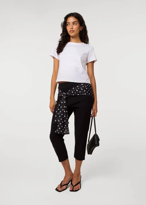 Pink Vanilla Black Mesh Polka Dot Tie Capri Trousers - S/M Image 1