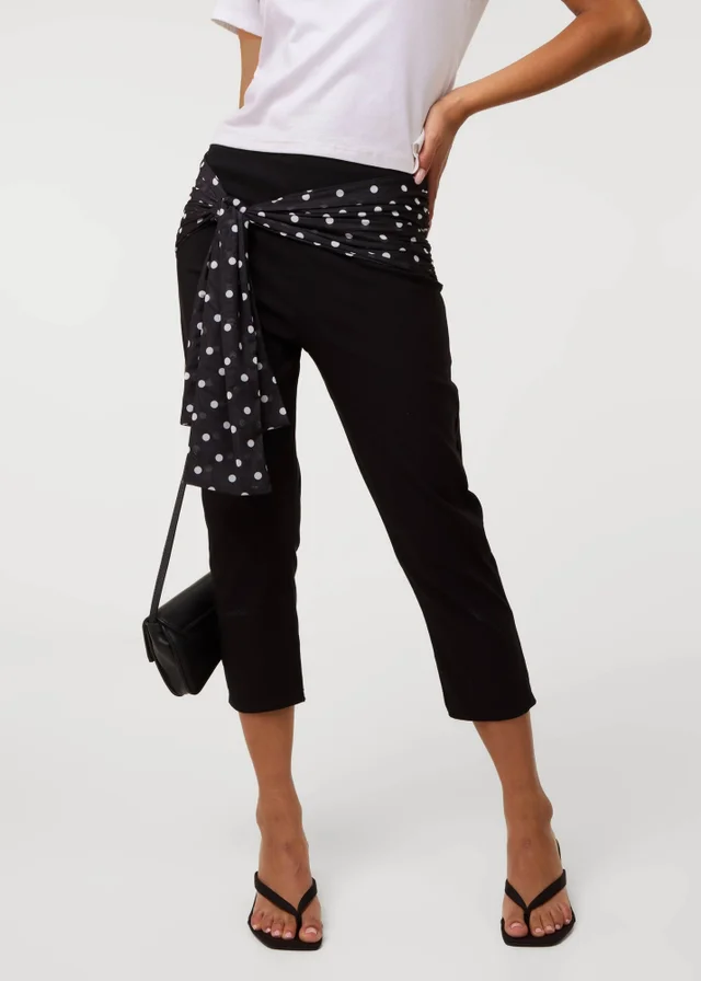 Pink Vanilla Black Mesh Polka Dot Tie Capri Pants