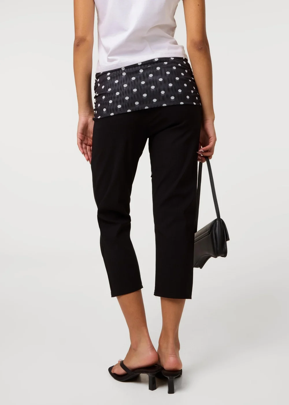 Pink Vanilla Black Mesh Polka Dot Tie Capri Trousers - S/M Image 4