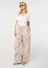 Pink Vanilla Stone Pocket Detail Wide Leg Cargo Trousers - S/M Image 1
