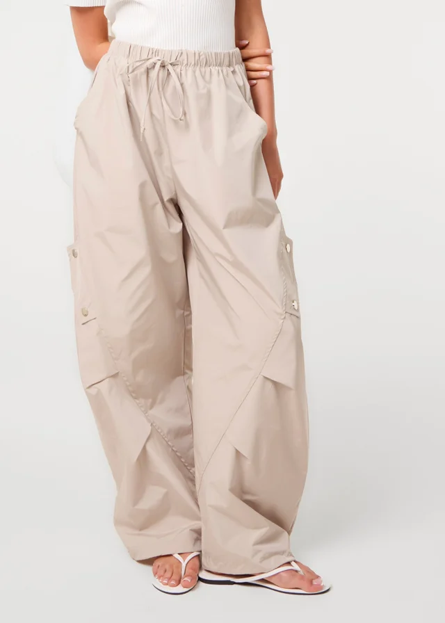 Pink Vanilla Stone Pocket Detail Wide Leg Cargo Trousers
