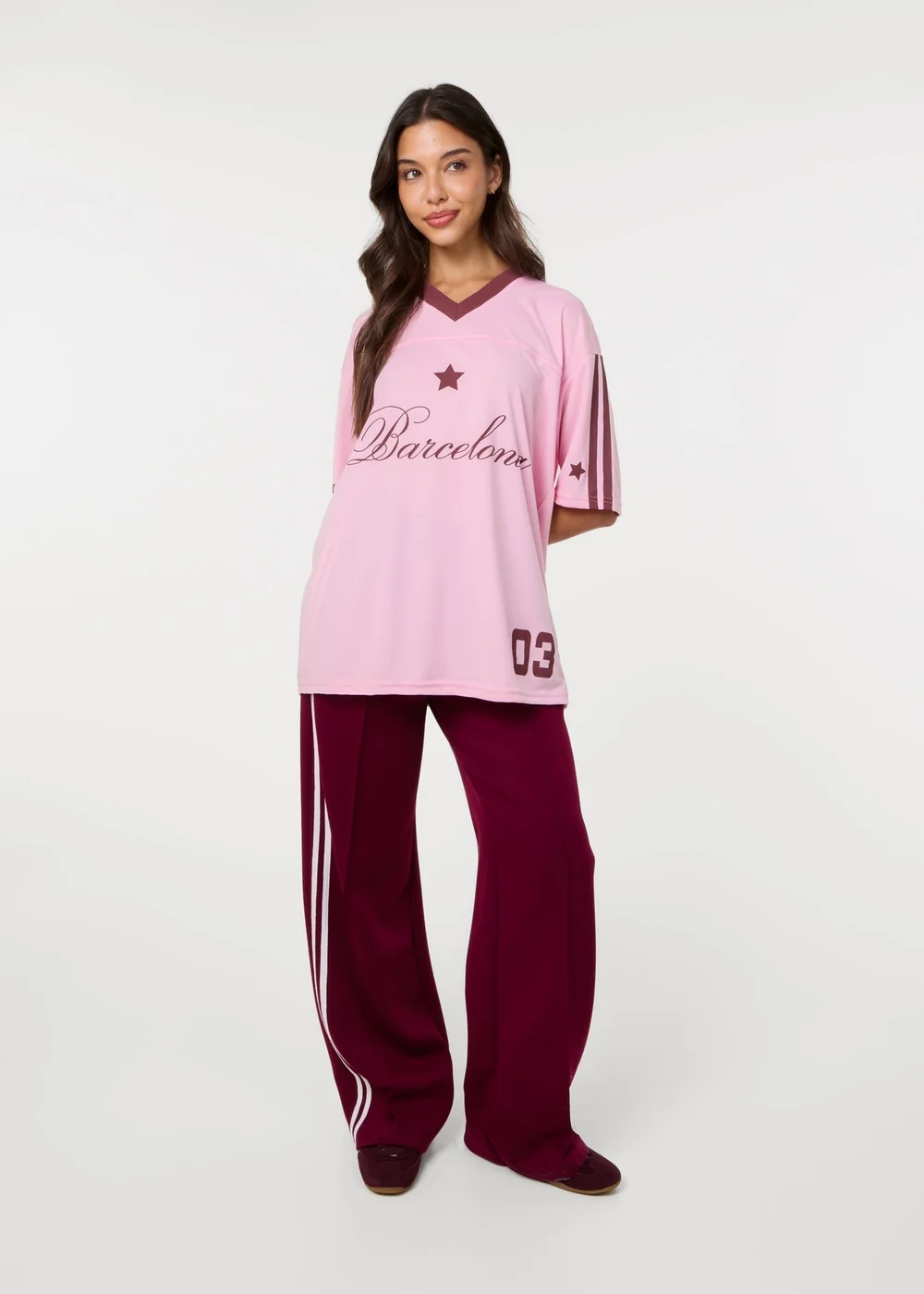 Pink Vanilla Pink Barcelona Football Sports Jersey Top - S/M Image 2