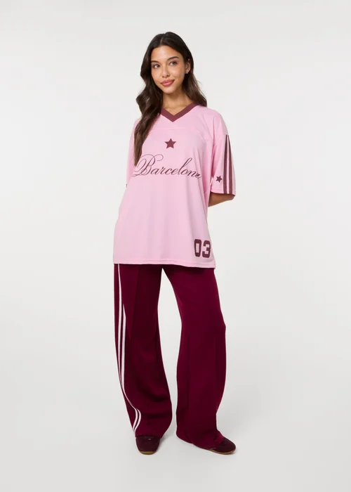 Pink Vanilla Pink Barcelona Football Sports Jersey Top - S/M Image 2